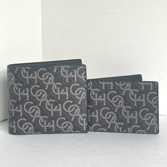 Coach Wallet 3 In 1 Mens CF134 Large Black Monogram Billfold ID 2 Piec - Picture 1 of 8